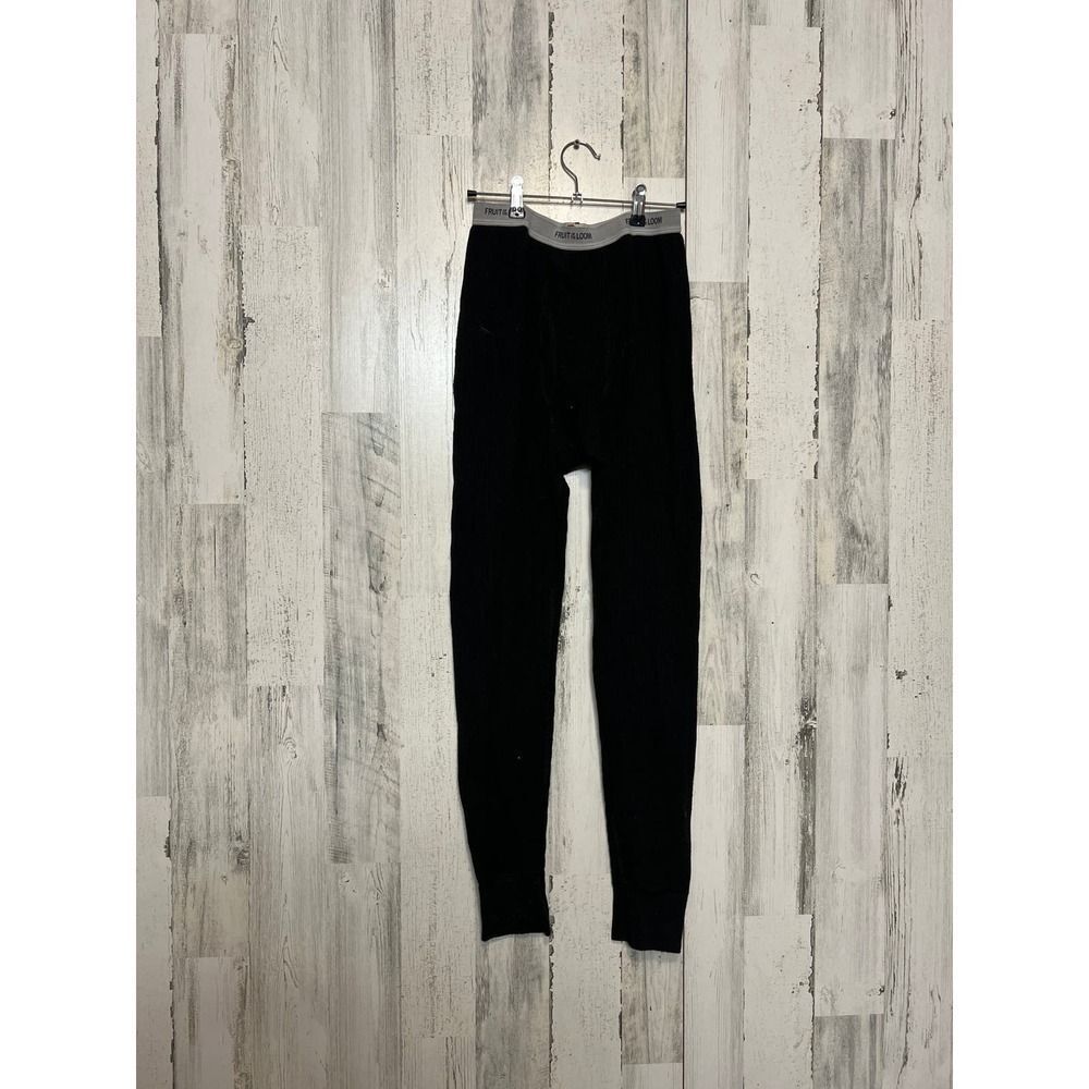 Fruit of the Loom Mens Thermal Under Pants Small Black Waffle Knit Long Johns